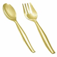 Gold Disposable Plastic Serving Flatware Set - Serving Spoons and Serving Forks (60 Pairs)