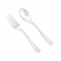 Clear Disposable Plastic Mini Flatware Set - Dessert Spoons and Dessert Forks (960 Guests)