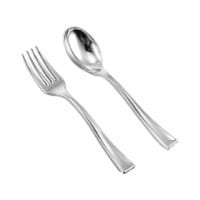Silver Disposable Plastic Mini Flatware Set - Dessert Spoons and Dessert Forks (960 Guests)