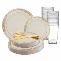 Ivory with Gold Harmony Rim Plastic Wedding Value Set (20 Sets)