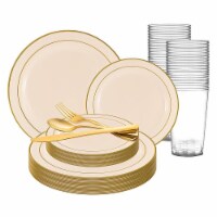 Ivory with Gold Edge Rim Plastic Wedding Value Set (120 Sets)