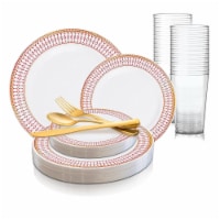 White with Red and Gold Chord Rim Plastic Wedding Value Set (60 Sets)
