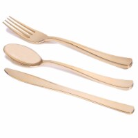 180 PCS Gold Classic Cutlery Plastic Silverware Set Forks, Knives and Spoons (120 Guests)