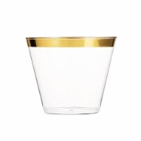 9 oz. Clear with Metallic Gold Rim Round Disposable Plastic Cups (240 Cups)
