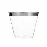 9 oz. Clear with Metallic Silver Rim Round Disposable Plastic Cups (240 Cups)