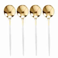 Gold with White Handle Moderno Disposable Plastic Dinner Spoons (240 Spoons)