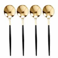 Gold with Black Handle Moderno Disposable Plastic Dinner Spoons (240 Spoons)