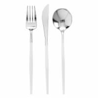 Silver with White Handle Moderno Plastic Cutlery Set - Spoons, Forks, Knives (240 Guests)