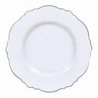 7.5  White with Silver Rim Round Blossom Disposable Plastic Salad Plates (120 Plates)