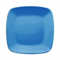 10  Blue Flat Rounded Square Disposable Plastic Dinner Plates (120 Plates)