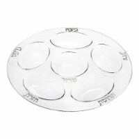 12  Clear with Silver Round Section Tray Disposable Plastic Seder Plates (24 Plates)