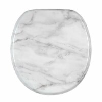 Sanilo 107 Round Soft Close Wood Adjustable Toilet Seat w/ Strong Hinges, Marble