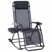 Zero Gravity Reclining Rocking Chair, Folding Lounge, Pillow, Cup Holder, Black