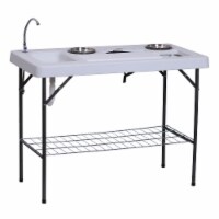 Deluxe Fish Cleaning Camp Table Sink with Flexible Faucet Portable Outdoor Tool
