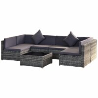7PC Rattan Wicker Sofa Set Sectional Couch Cushioned Furniture Patio OutdoorGray