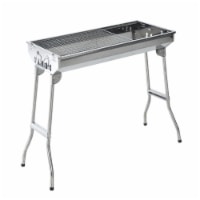 29 Fordable BBQ Charcoal Grill Stainless Steel Backyard Cooker Silver Party