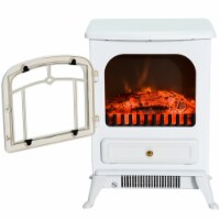 Modern Portable Corner Electric Space-Saving Heater w/Adjustable LED Flame White