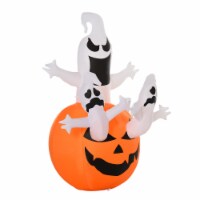 6ft Inflatable Halloween Jack-O-Lantern Ghosts Anchored Outdoor Display w/ LEDs