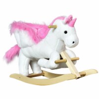Qaba Baby Kid Toy Wooden Plush Rocking Horse Little Unicorn Style Riding Rocker
