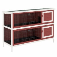 Pawhut 54  2 Story Large Elevated Wooden Rabbit Hutch Yard Bunny Cage w/ Tray