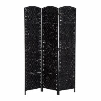 HOMCOM 3 Weave Panel Room Divider Privacy Folding Screen Diamond Decor Black