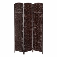 HOMCOM 3 Weave Panel Room Divider Privacy Folding Screen Diamond Decor Brown