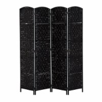 HOMCOM 4 Weave Panel Room Divider Privacy Folding Screen Diamond Decor Black