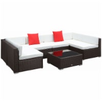 7PC Rattan Wicker Sofa Set Sectional Couch Cushioned Furniture Patio Outdoor