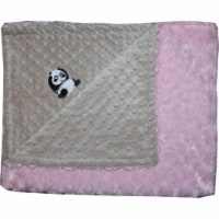 Lil Cub Hub 3BSMPR-M Panda Minky Blanket - Mocha Dot with Pink Rosebud Swirl