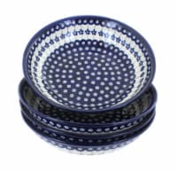 Blue Rose Polish Pottery Flowering Peacock 4 Piece Large Salad Bowl Set