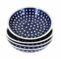 Blue Rose Polish Pottery Stars & Stripes 4 Piece Large Salad Bowl Set