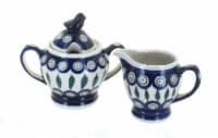 Blue Rose Polish Pottery Peacock Cream & Sugar