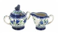 Blue Rose Polish Pottery Blue Tulip Cream & Sugar Set