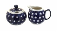 Blue Rose Polish Pottery Stars Cream & Sugar Set