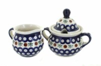 Blue Rose Polish Pottery Nature Cream & Sugar Set