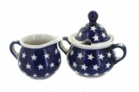 Blue Rose Polish Pottery Stars Cream & Sugar Set