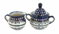 Blue Rose Polish Pottery Daisy Cream & Sugar Set