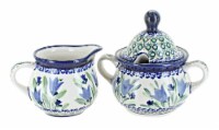 Blue Rose Polish Pottery Blue Tulip Cream & Sugar Set