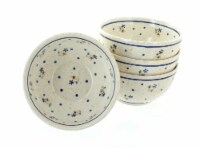 Blue Rose Polish Pottery Country Meadow 4 Piece Dessert Bowl Set