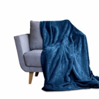 Lux Decor Collection Throw Size Fleece Bed Blanket Soft Microfiber (50x60, Navy Blue)