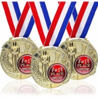 6-Pack 1st Place Gold Award Winner Medals w/ Ribbons 2.5  Diameter