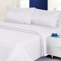 Deluxe 6PC Classic Cotton-Blend Sateen Dobby Stripe Bed Sheet Set Beige King