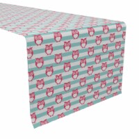 Table Runner, 100% Cotton, 16x72 , Cartoon Owls in Stripes