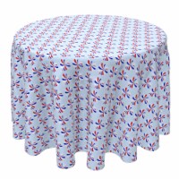 Round Tablecloth, 100% Cotton, 60 Round , Red White and Blue Fireworks
