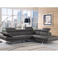 Pandora Sectional, chaise on right when facing, dark gray top grain Italian leather,