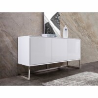 Fiona Buffet High Gloss White Body Polished Stainless Steel Legs