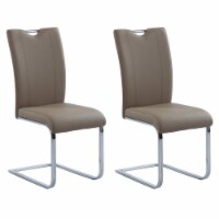 Milan Melinda Handle-Back Faux Leather Side Chair in Beige (Set of 2)