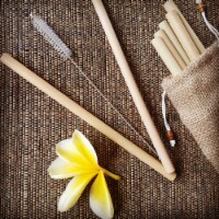 Bamboo Straws Kit - Chemical-Free Set includes 5 or 10 Straws, Cleaning Brush & Calico Pouch