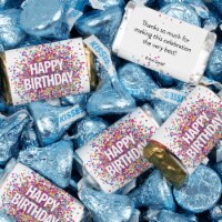 131 Pcs Birthday Candy Party Favors Hershey's Miniatures & Light Blue Kisses (1.65 lbs)