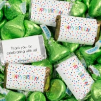 131 Pcs Birthday Candy Party Favors Hershey's Miniatures & Light Green Kisses - Dots